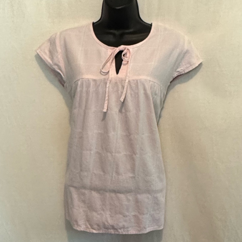 H-197 Sanctuary Pink & White Plaid Cap Sleeve Pullover Blouse‎ Size S